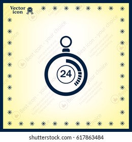 24 hours Timer sign icon. Stopwatch symbol. 