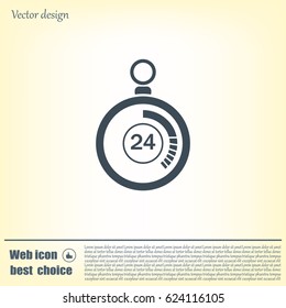 24 hours Timer sign icon. Stopwatch symbol. 