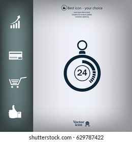 24 hours Timer sign icon. Stopwatch symbol. 