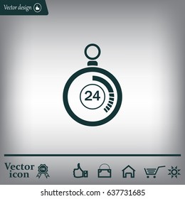 24 hours Timer sign icon. Stopwatch symbol. 
