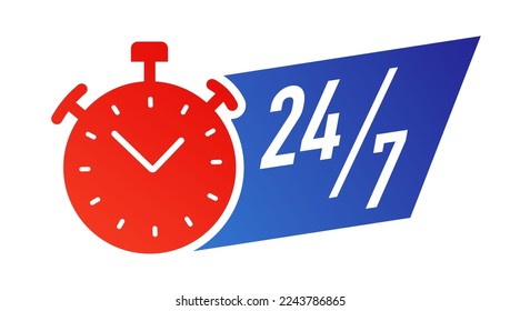 24 hours timer symbol color flat style