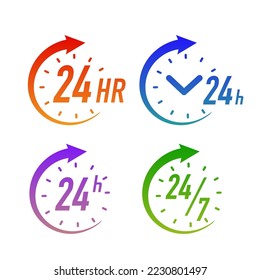 24 hours timer vector symbol gradient color