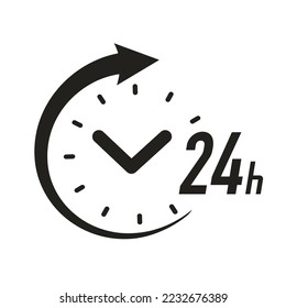 24 hours timer vector symbol black color
