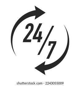 24 hours timer vector symbol black color