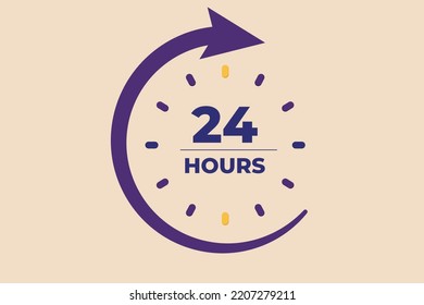 24 hours, twenty four hour icon. Timer concept. Vector illustration.