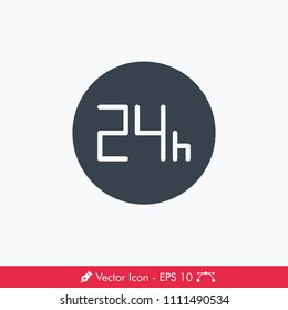 24 Hours (Twenty Four Hours) Vector Icon