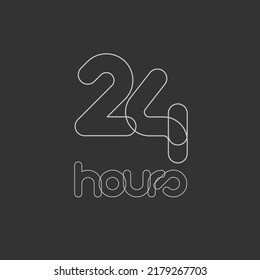 24 horas tipografía de línea vectorial arte 