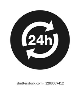 24 hours update icon vector illustration design isolated on flat black round button