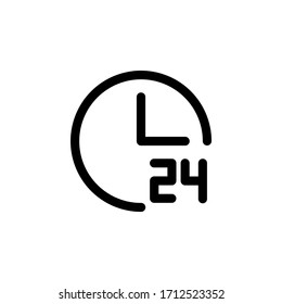 24 Hours User Interface Outline Icon Logo Vector Illustration
