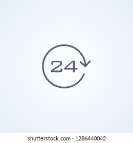 24 hours, vector best gray line icon on white background, EPS 10