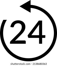 24 Hours Vector Black Icon