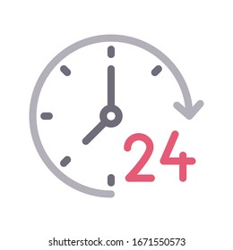 24 hours vector color line icon 