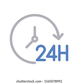 24 hours vector colour line icon 