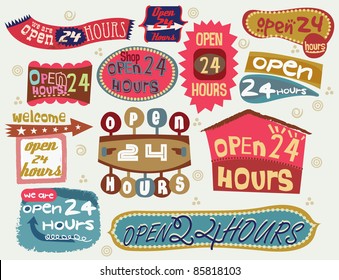 24 hours vector elements