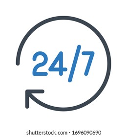 24 hours vector glyph color icon 