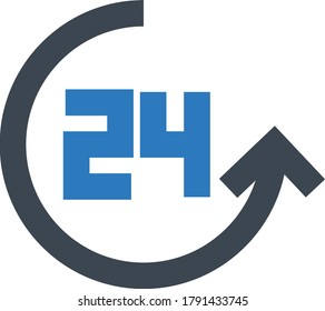 24 hours vector glyph color icon