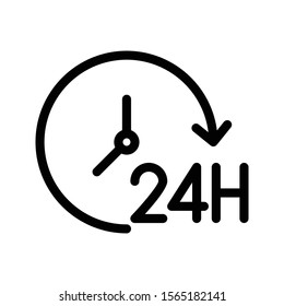 24 hours vector glyph flat icon 