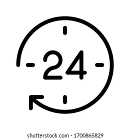 24 hours vector glyph flat icon 