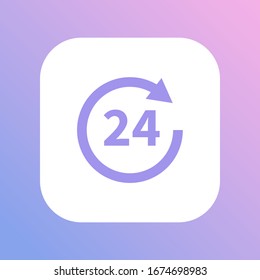 24 hours vector icon. All day cyclic icon