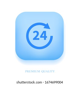24 hours vector icon. All day cyclic icon