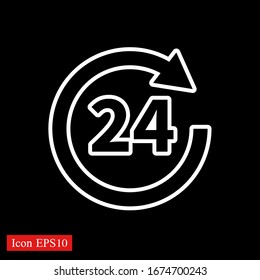 24 hours vector icon. All day cyclic icon