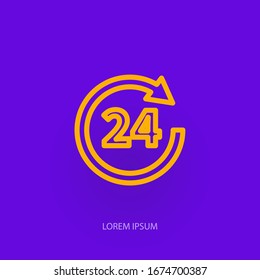 24 hours vector icon. All day cyclic icon