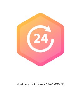 24 hours vector icon. All day cyclic icon