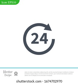 24 hours vector icon. All day cyclic icon
