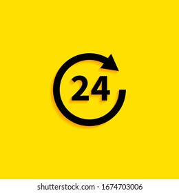 24 Stunden Vektorillustration Symbol. Ganztagsüber zyklisches Symbol