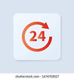 24 hours vector icon. All day cyclic icon