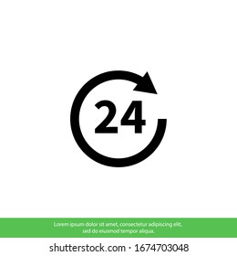 24 hours vector icon. All day cyclic icon