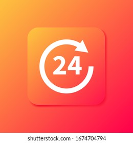 24 hours vector icon. All day cyclic icon