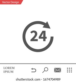 24 hours vector icon. All day cyclic icon