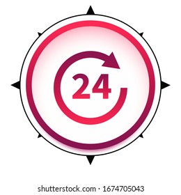 24 hours vector icon. All day cyclic icon