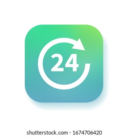 24 hours vector icon. All day cyclic icon