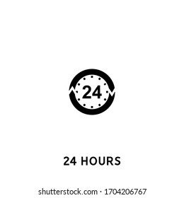 24 Stunden Vektorillustration Symbol. 24 Stunden schwarzes Zeichen auf weißem Hintergrund. 24-Stunden-Symbol für Web und App