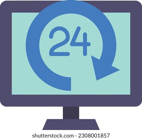 Icono vectorial de 24 horas. Se puede usar para imprimir, móviles y aplicaciones web.