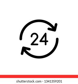 24 Hours vector icon, day symbol. Simple, flat design for web or mobile app