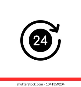 24 Hours vector icon, day symbol. Simple, flat design for web or mobile app