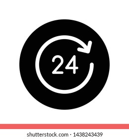 24 hours vector icon, day symbol. Simple, flat design for web or mobile app