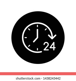 24 hours vector icon, day symbol. Simple, flat design for web or mobile app