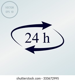 24 hours - vector icon, flat design