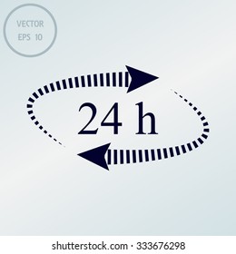 24 hours - vector icon, flat design