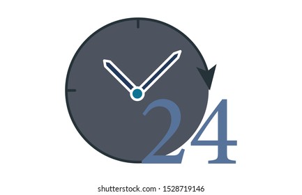 24 hours vector icon. Full rotation.