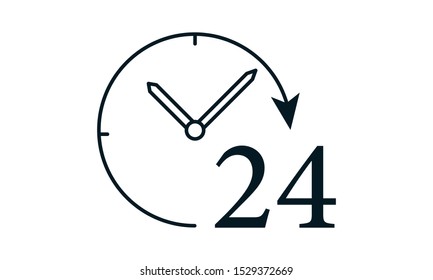 24 hours vector icon. Full rotation.