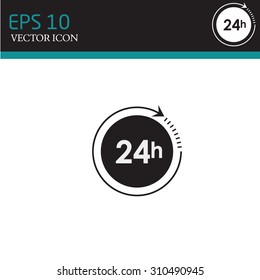24 hours vector icon. Full rotation.
