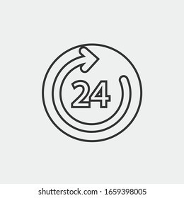 24 hours vector icon illustration sign