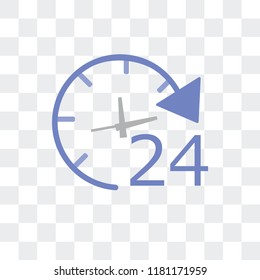 24 hours vector icon isolated on transparent background, 24 hours logo concept