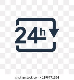24 hours vector icon isolated on transparent background, 24 hours transparency concept can be used web and mobile