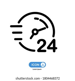 Icono vectorial de 24 horas aislado en fondo blanco